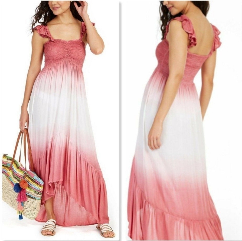 Pink And White Ombré Maxi Dress